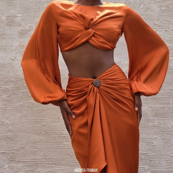 Andrea Iyamah | Skirts | Andrea Iyamah Behati Rust Crop Top And Skirt ...